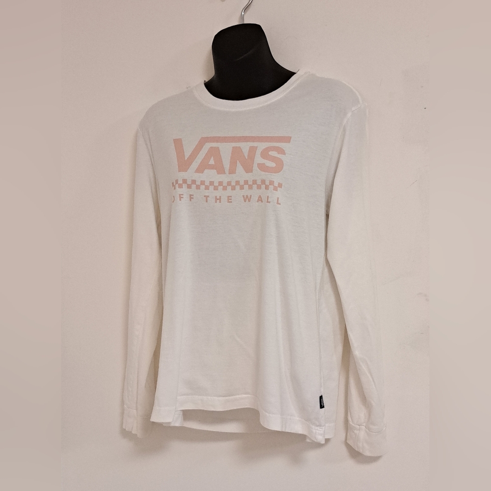 Vans Logo Long Sleeve White Shirt Misses Size Medium